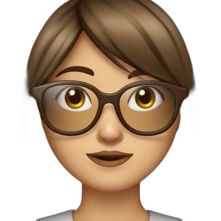 fille avec frange brune et des lunettes emoji