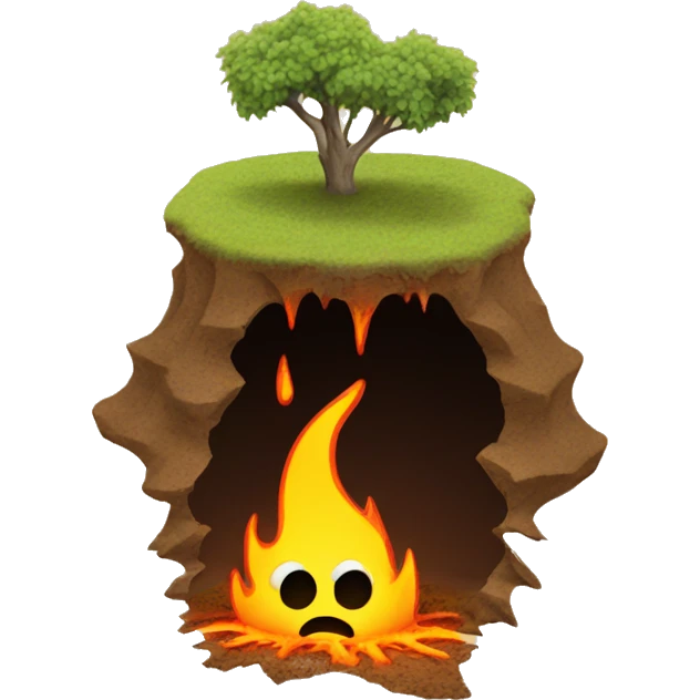 A hole in the ground with flames coming out of it emoji