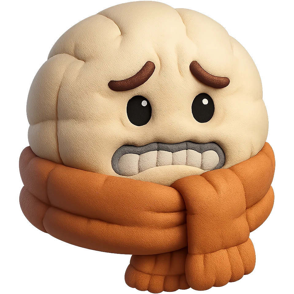 plush face, scarf up to nose, shivering, frosty air, cold weather, soft and cuddly emoji