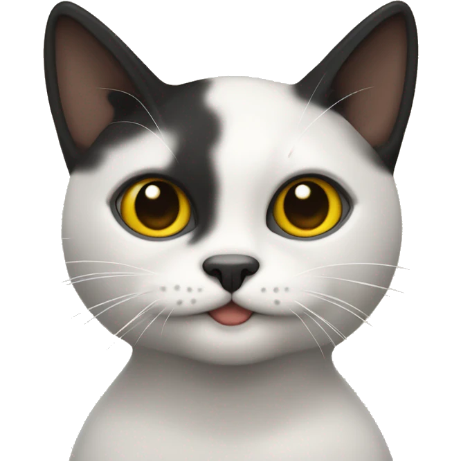 gato tricolor, oreja negra cabeza amarilla y mancha negra en la barbilla emoji