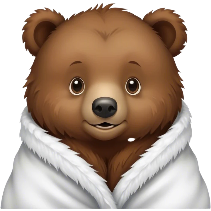 Baby grizzly bear cozy in blanket  emoji