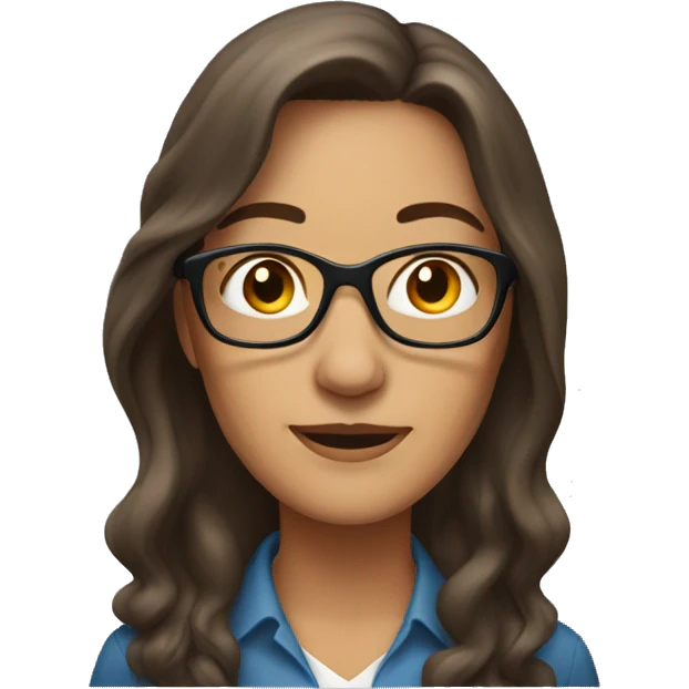 middle age woman with long brown hair and glasses emoji