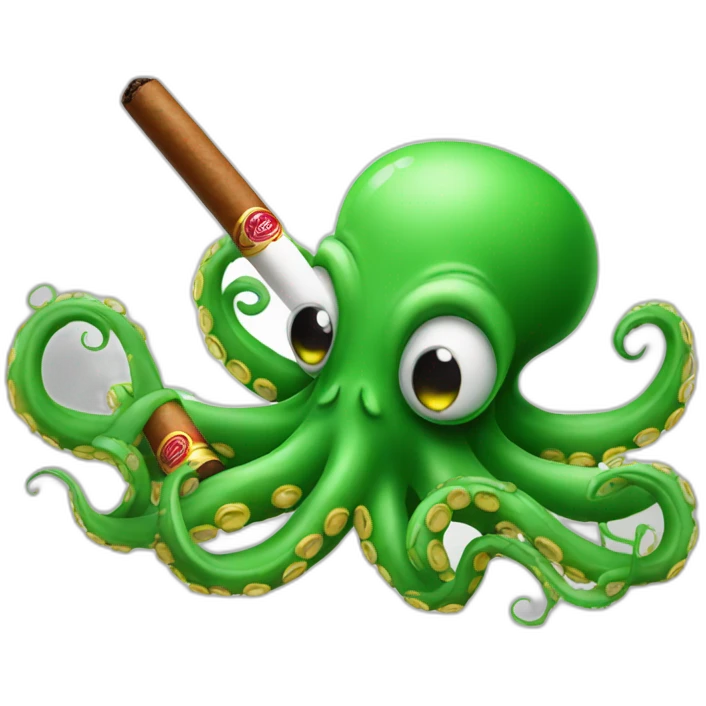 green octopus with a cigar emoji