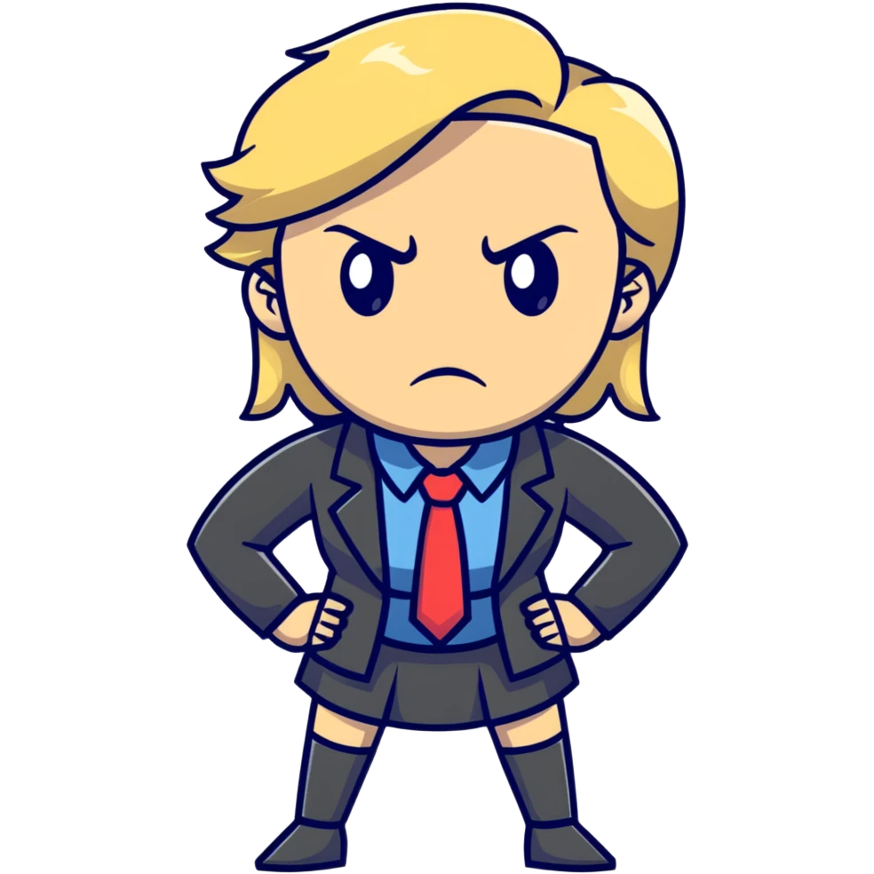 angry blonde female teacher full body without glasses, very blonde hair emoji