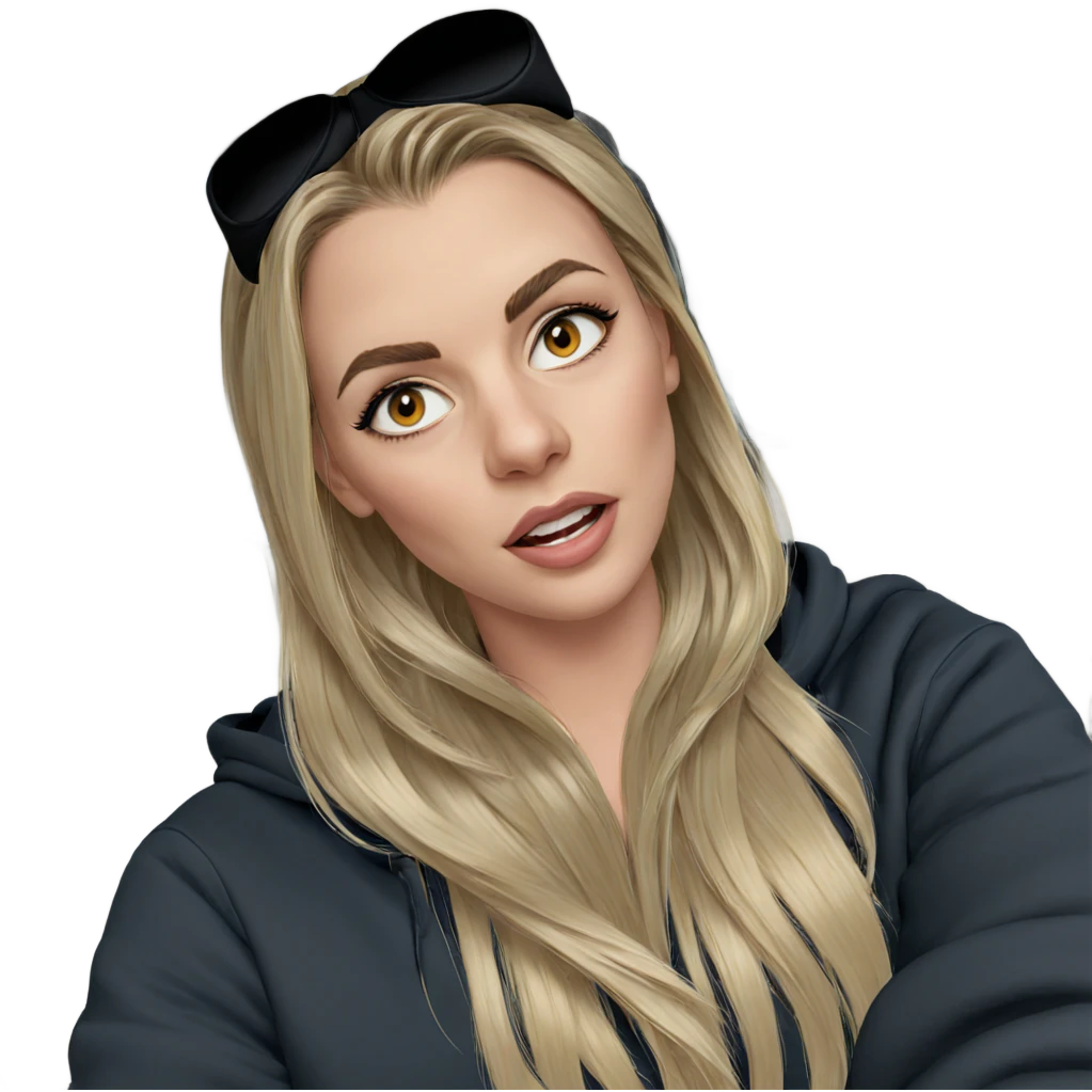 blonde girl in car hoodie emoji