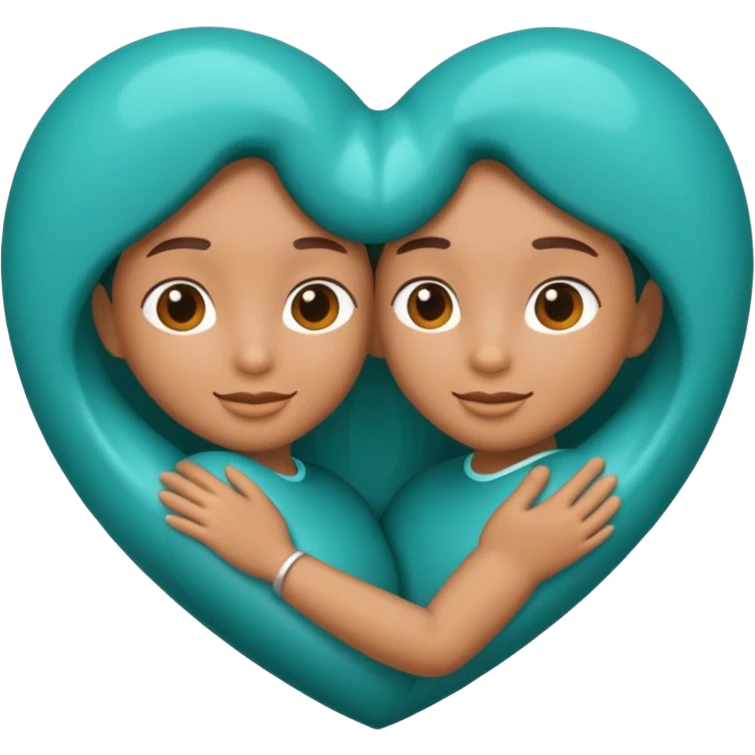 Teal heart hug emoji