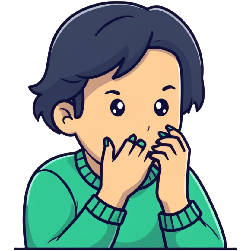 Nervous character biting nails emoji