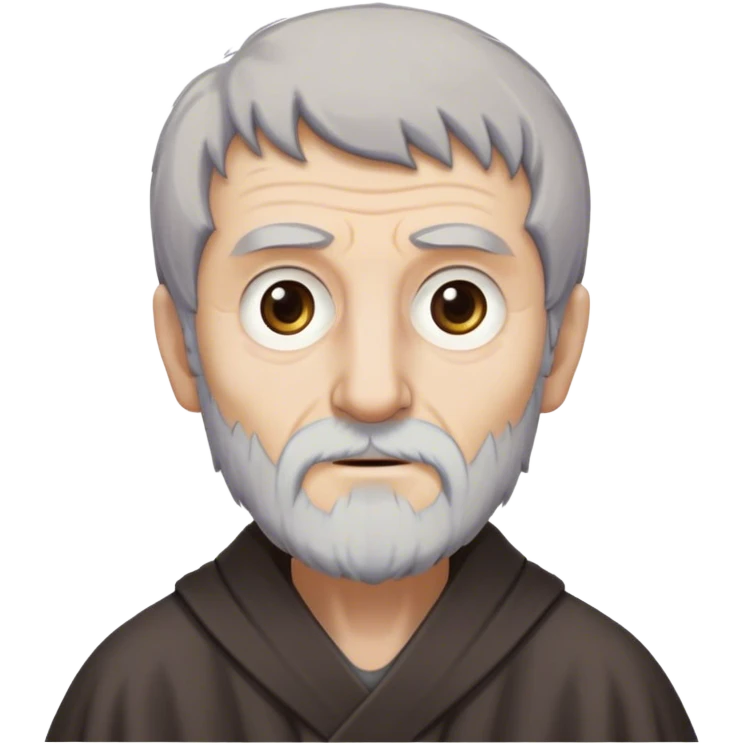 Qyburn from game of thrones, Qyburn is a thin, aging man with a gaunt, almost skeletal face and pale, sallow skin. His wispy gray hair and short, scruffy beard give him an unkempt look, and his cold, calculating eyes make him seem eerily detached. He wears simple, dark robes, lacking the grandeur of a typical maester, as he was stripped of his title for his unethical experiments. His soft-spoken yet chilling demeanor makes him unsettling to those around him. emoji
