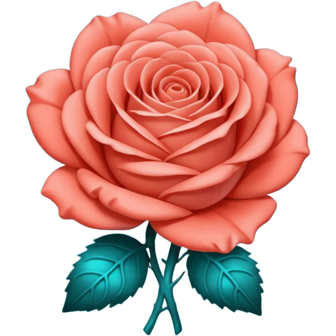 Coral and teal rose emoji