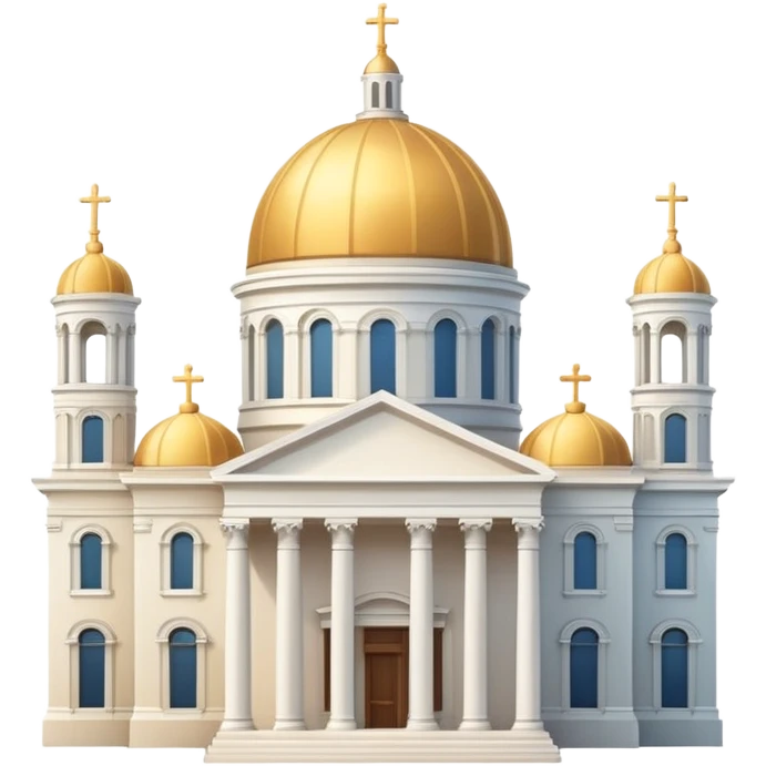 neoclassical cathedral with dome and columns, Apple emoji style buildings, soft gradients, clean lines, subtle shadows, no text emoji