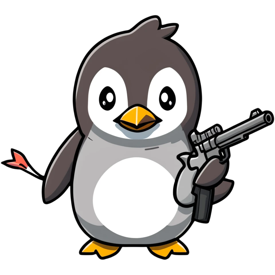 penguin holding a gun emoji