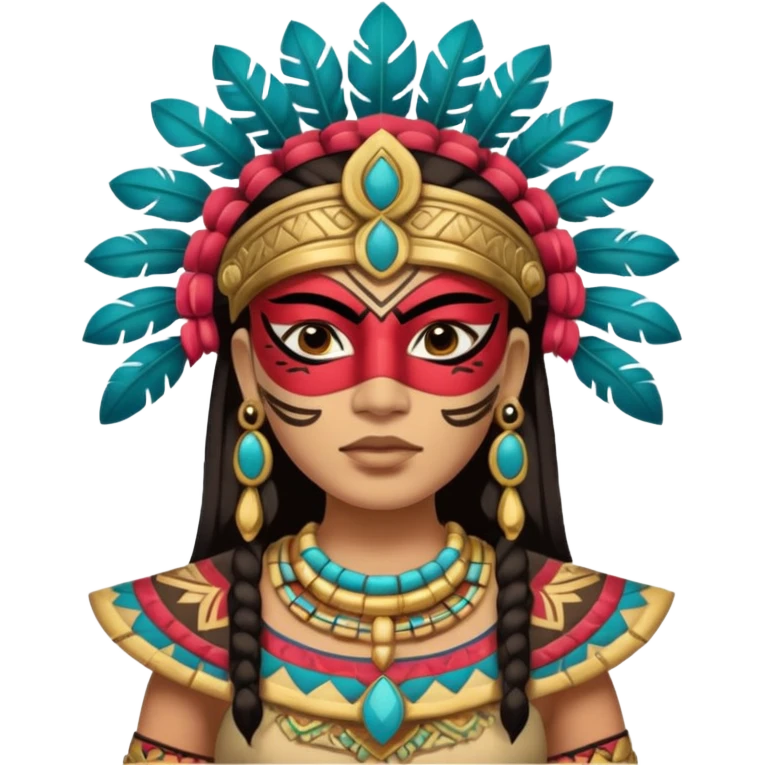 face full maya mask tradational mayan woman warrior half boudy  emoji