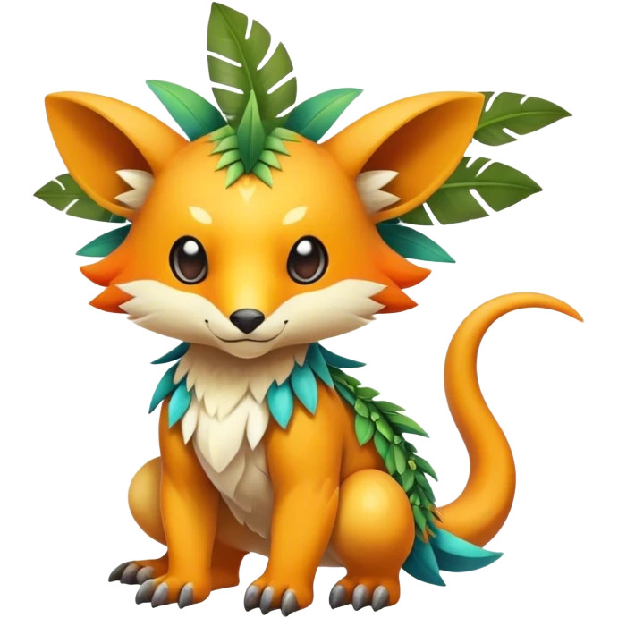 Cute cool colorful fantasy tropical animal hybrid Fakemon full body emoji