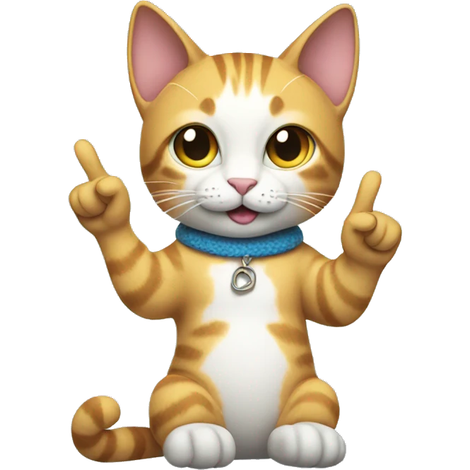 cat doing peace sign emoji