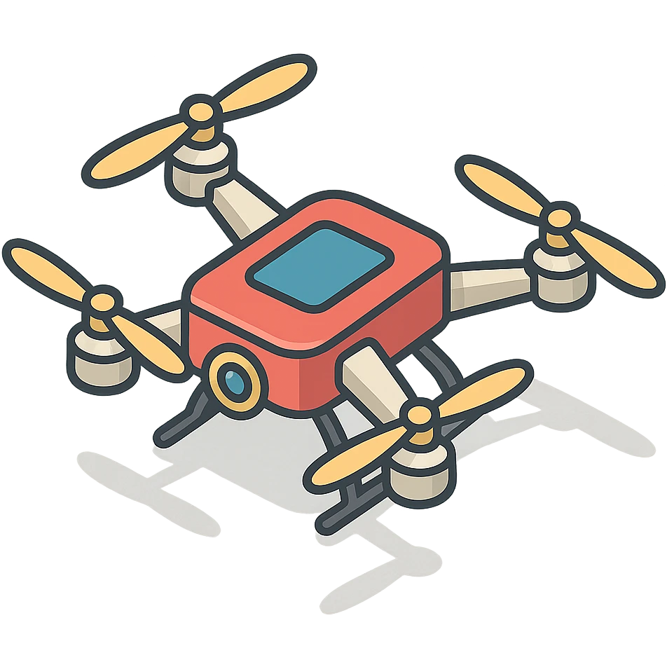 multicopter drone, isometric, tech style emoji