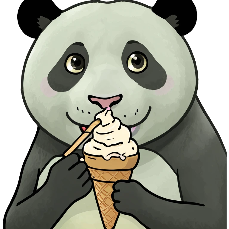Panda eating ice cream emoji