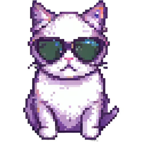 cat wearing sunglasses, pixel art style emoji