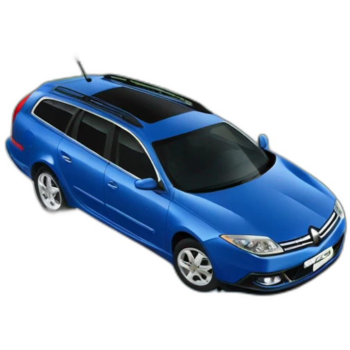Blue Renault Laguna stationwagon flying off cliff emoji