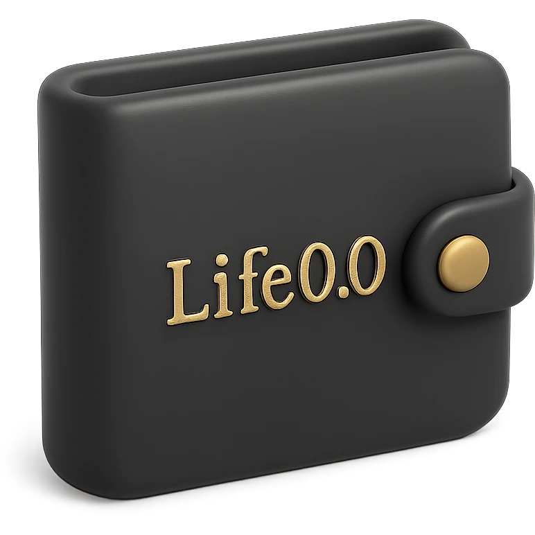 3D style black wallet emoji, labeled 'Life0.0' emoji