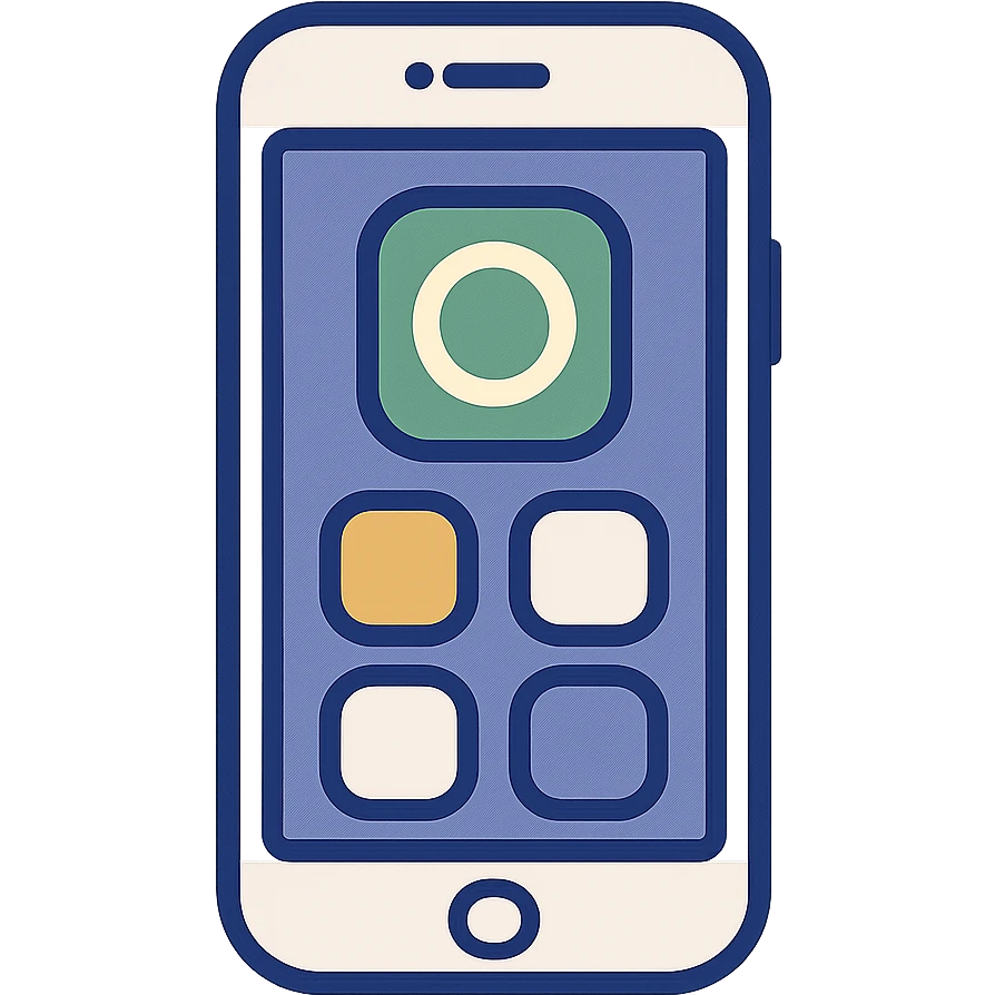 iPhone, modern look, green gold and white color scheme, rounded shapes, simple design emoji