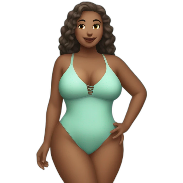 Slim-Thicc caucasian woman swimsuit posing emoji
