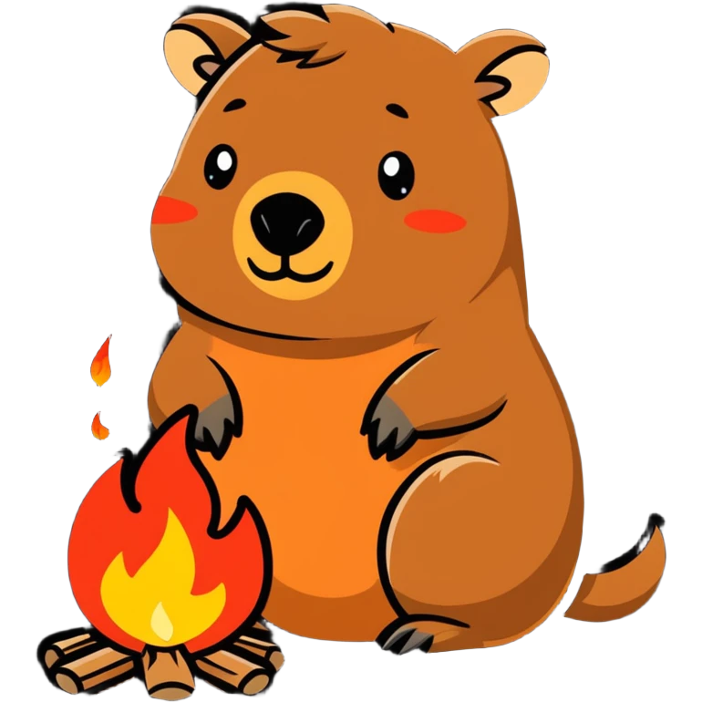 crying capybara, a fire around emoji