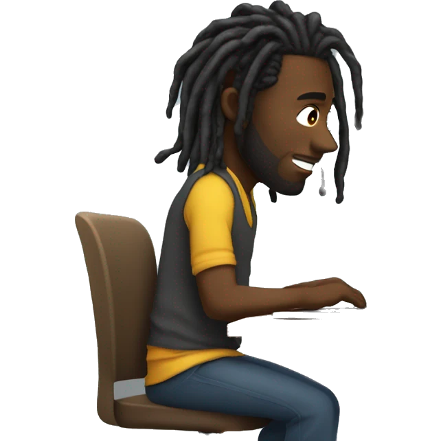 Black-guy-with-dreads-sitting-down-on-chair facing-foward-focused-on-laptop-computer- emoji