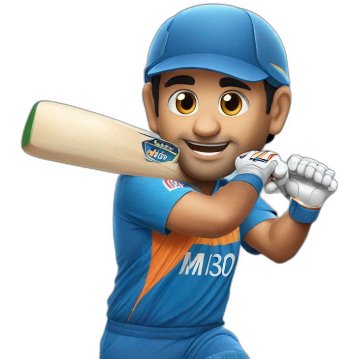 Ms dhoni with bat emoji