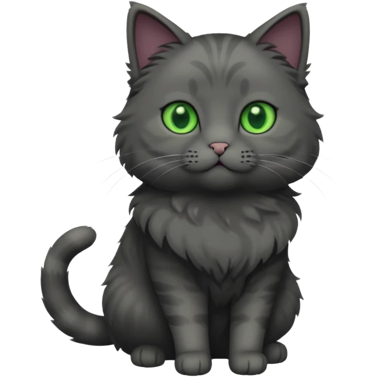full body solid dark grey cat with green eyes and white paws emoji