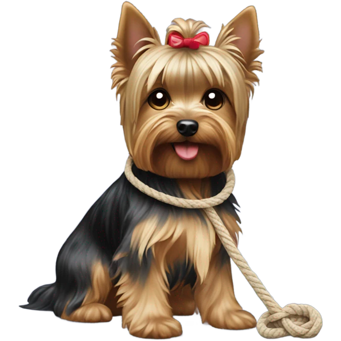 Yorkie dog with rope toy emoji
