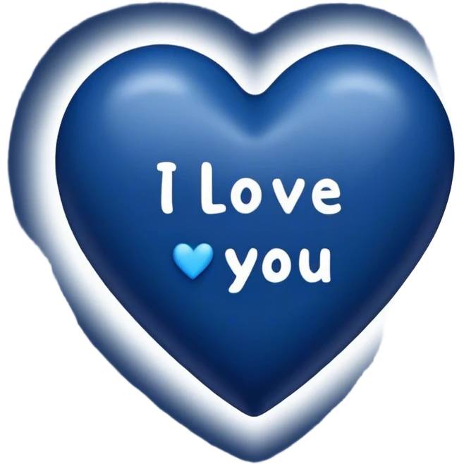 Dark Blue heart with the words I Love You Ry in the middle  emoji