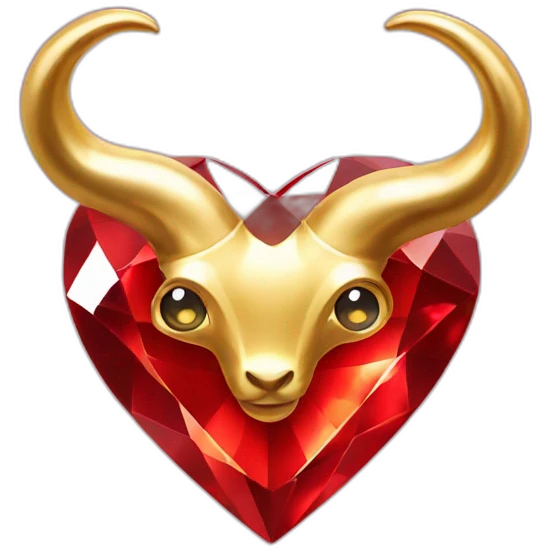 Red heart diamond with gold horns emoji