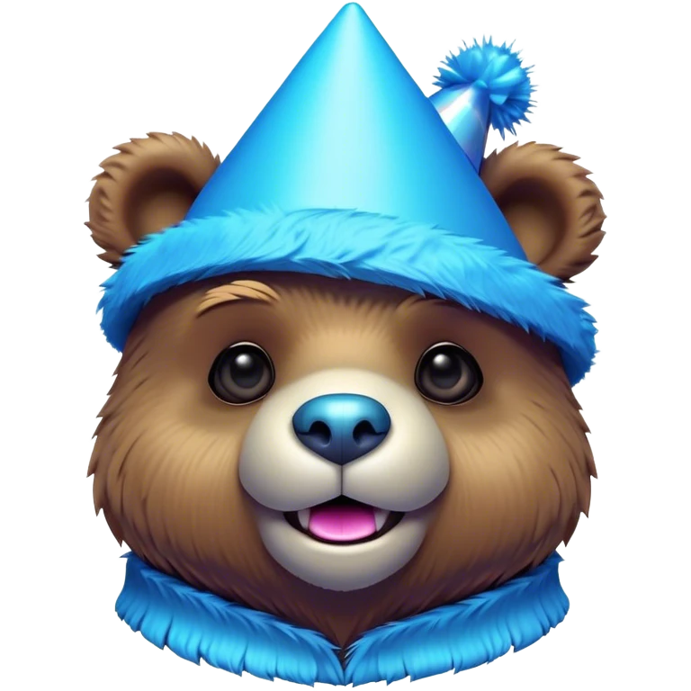3D, adorable little Pixar style blue neon punk bear wearing a party hat, ultra detailed, each lash, eye, and strand of fur is shown in stunning detail as though captured in a timeless photograph, rich textures, visually rich, so lifelike it feels like it could leap off the page at any moment emoji