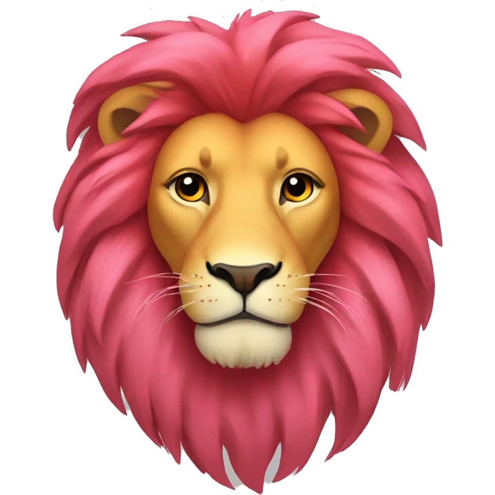 Lion with pink red yellow orange colored mane  emoji