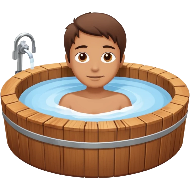 person relaxing in wooden hot tub emoji
