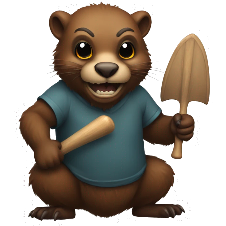 An evil beaver with a bat in his hands emoji