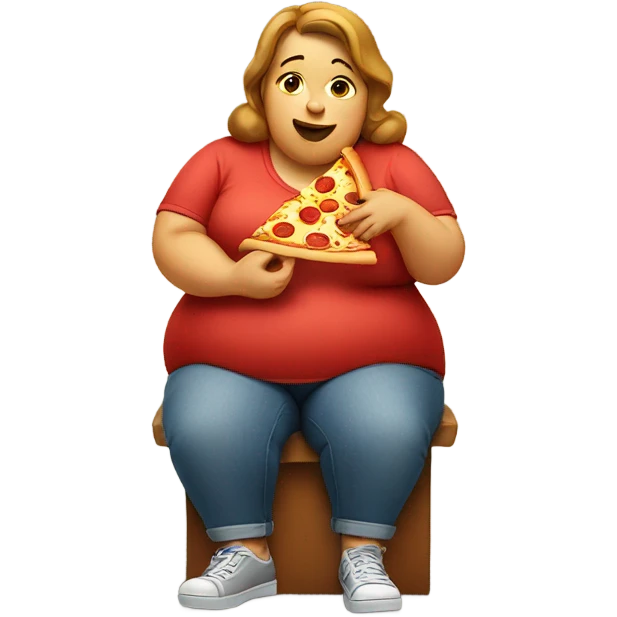 Fat woman eating pizza emoji