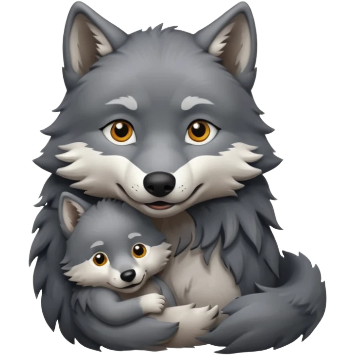 Loup avec son bébé loup emoji