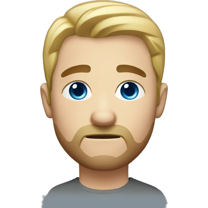 bored blonde man with short hair and a short beard with blue eyes, one eyebrow is raised  emoji