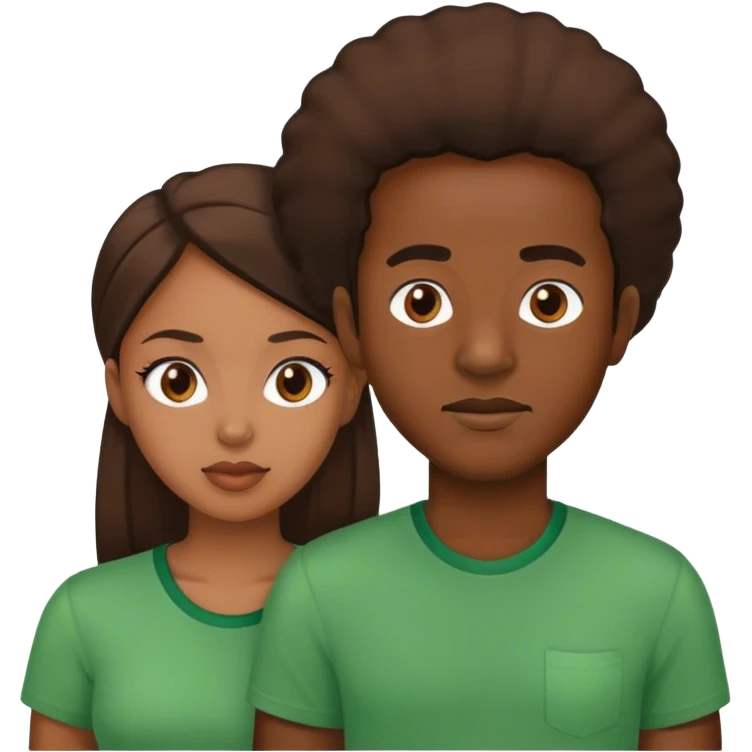 african mand and woman in gree shrt emoji