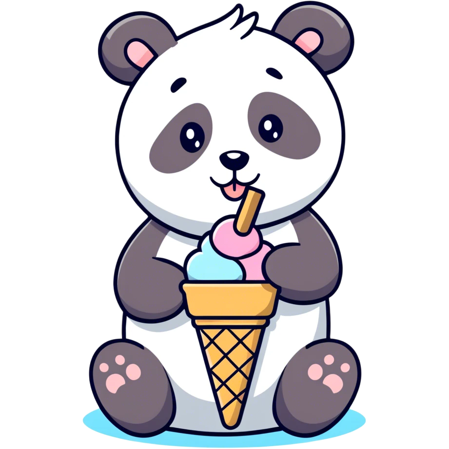 Panda eating ice cream emoji