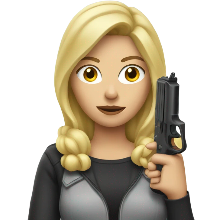 Blonde woman with a gun emoji