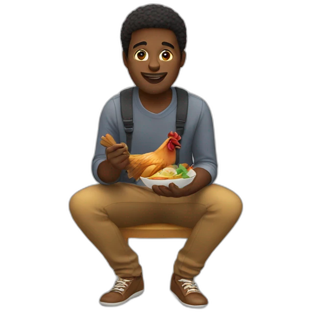 Black guy eating chicken emoji