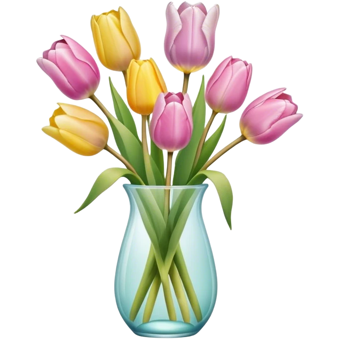 pastel tulips in glass vase emoji