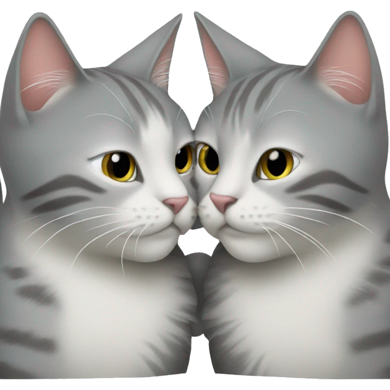 Two grey cats kissing emoji