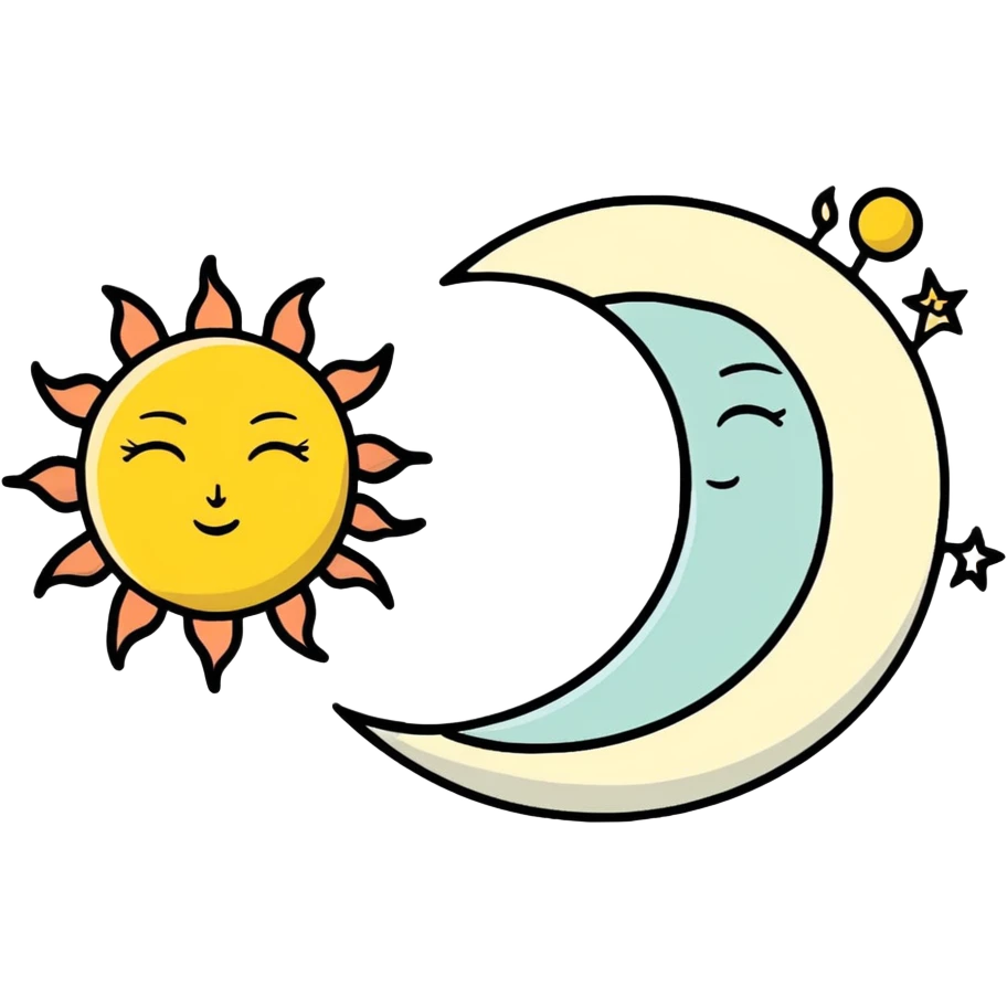 Vintage Sun and Moon emoji