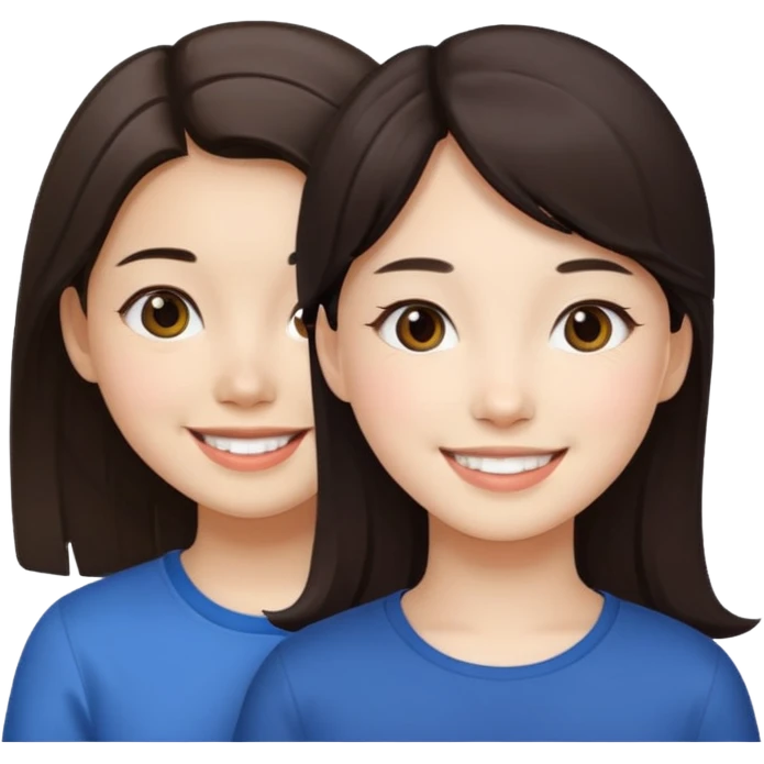 Korean girl and white brunette girl smiling emoji