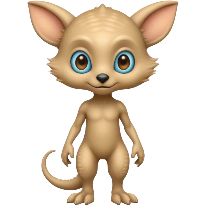 full body cute humanoid peacefull alien furry with 2 legs and eye stalks stands upright and looks intelligent ...wears clothing. not green..looks happy and cudly... has 3 eyes emoji