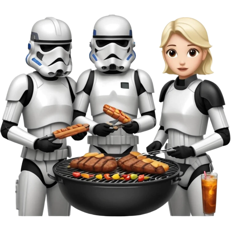 Stormtroopers enjoying a bbq and talking to hot Star Wars girls emoji