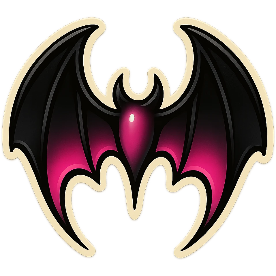 gothic bat wings, black and pink colors emoji